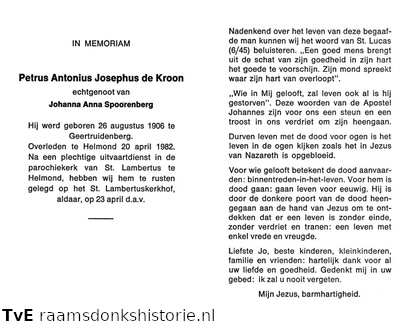 Petrus Antonius Josephus de Kroon- Johanna Anna Spoorenberg